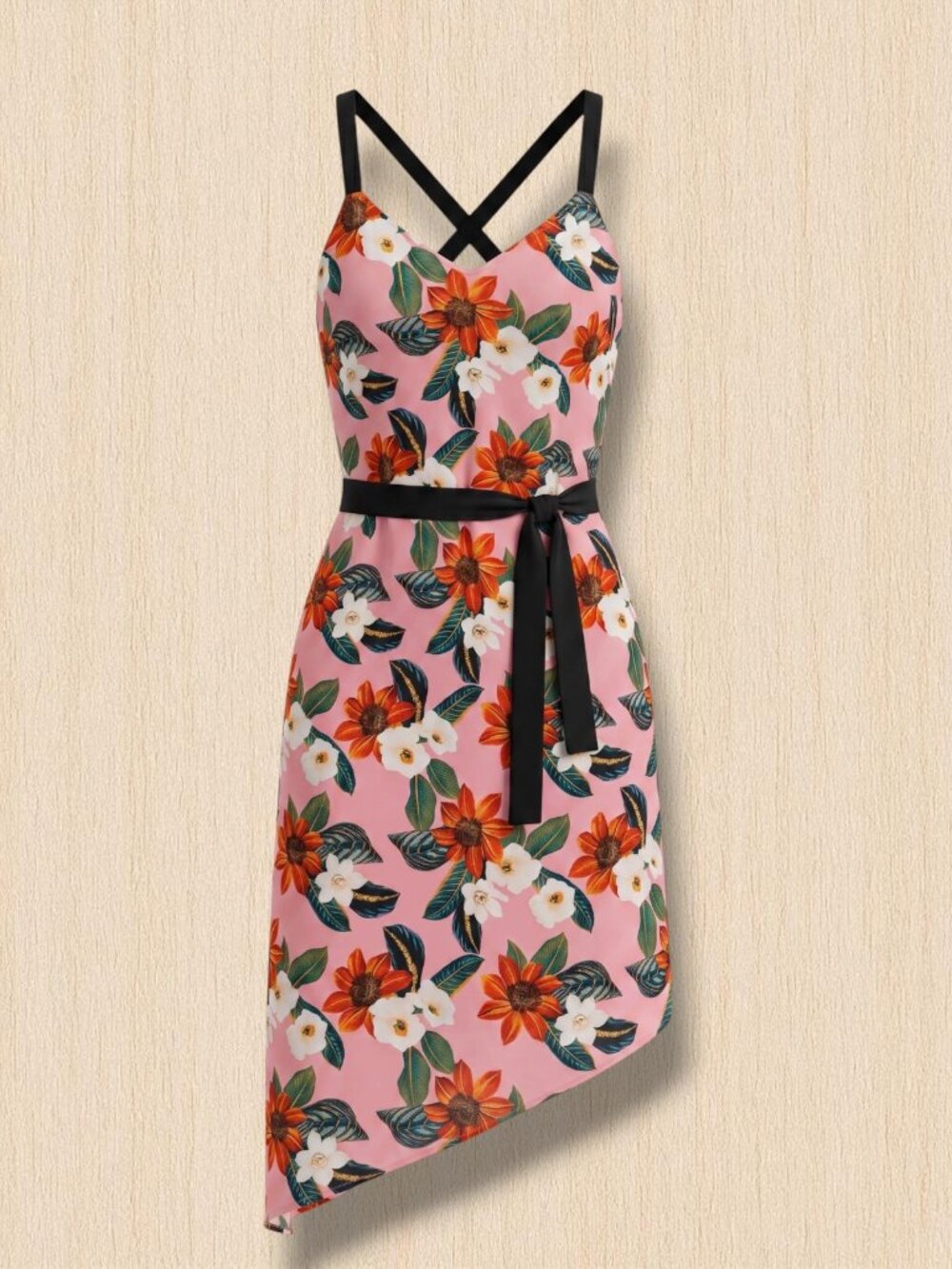 New Look Pink Hawaiian Floral High-Low Midi Dress 10‎ (US M)